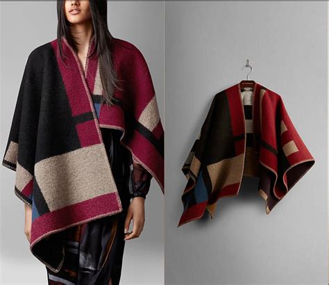 burberry color block check blanket poncho|Burberry Ponchos and poncho dresses for Women .